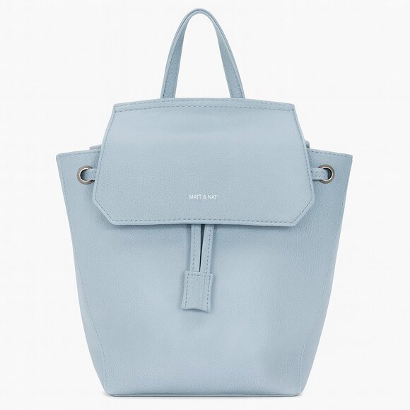 Matt & Nat Handbags - Matt & Nat Light Blue Vegan Leather Backpack – Minimalist Everyday Bag